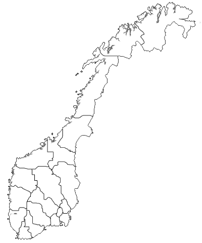 Norgeskart med fylker